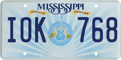 MS license plate IOK768