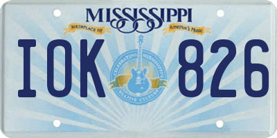 MS license plate IOK826
