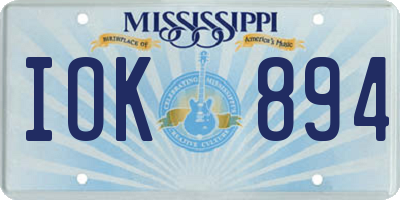 MS license plate IOK894