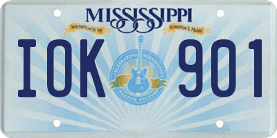 MS license plate IOK901