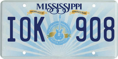 MS license plate IOK908