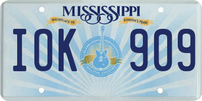 MS license plate IOK909