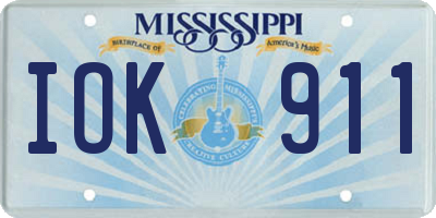 MS license plate IOK911