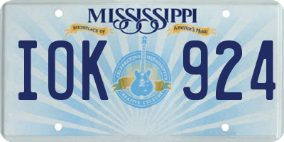 MS license plate IOK924