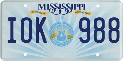 MS license plate IOK988