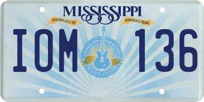 MS license plate IOM136