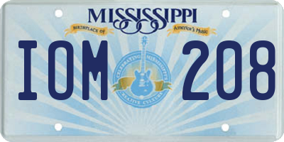 MS license plate IOM208