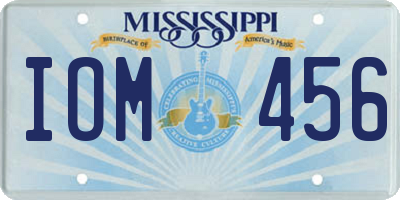 MS license plate IOM456