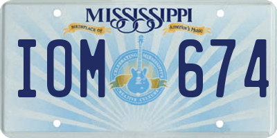 MS license plate IOM674