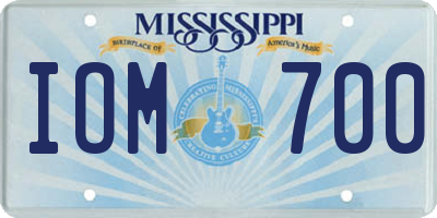 MS license plate IOM700