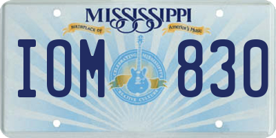 MS license plate IOM830