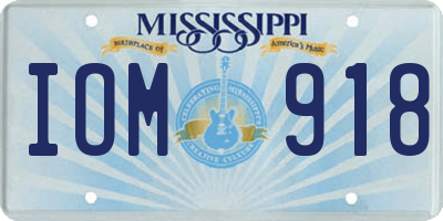 MS license plate IOM918