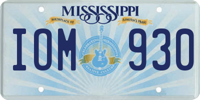 MS license plate IOM930