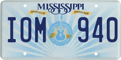MS license plate IOM940