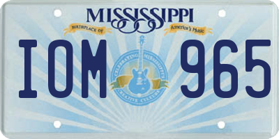 MS license plate IOM965