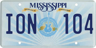 MS license plate ION104