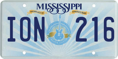 MS license plate ION216