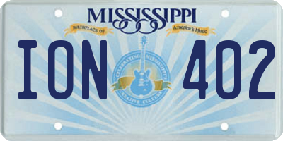 MS license plate ION402