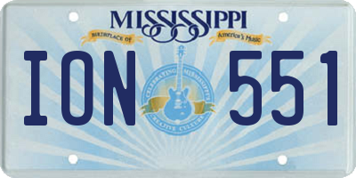 MS license plate ION551