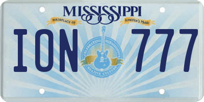 MS license plate ION777
