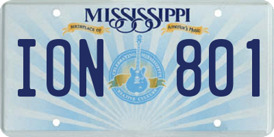 MS license plate ION801