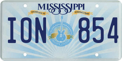 MS license plate ION854
