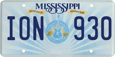 MS license plate ION930