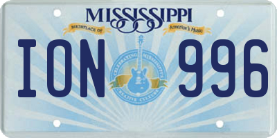 MS license plate ION996