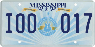 MS license plate IOO017