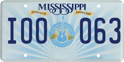 MS license plate IOO063