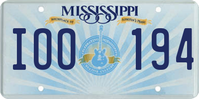 MS license plate IOO194