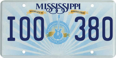MS license plate IOO380