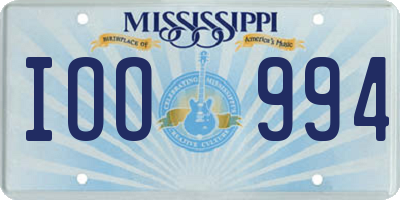 MS license plate IOO994