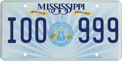 MS license plate IOO999