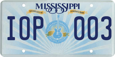 MS license plate IOP003