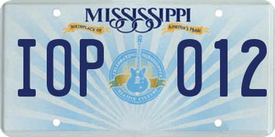 MS license plate IOP012
