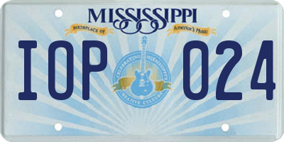 MS license plate IOP024