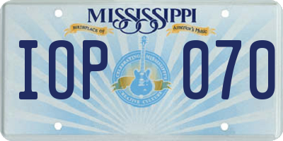 MS license plate IOP070