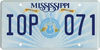 MS license plate IOP071