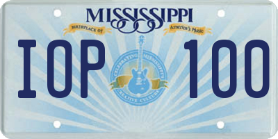 MS license plate IOP100