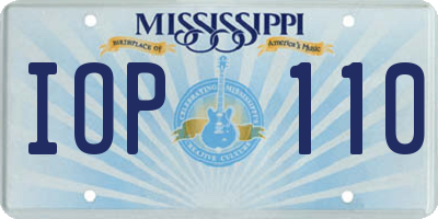 MS license plate IOP110