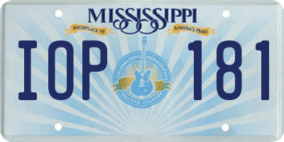 MS license plate IOP181