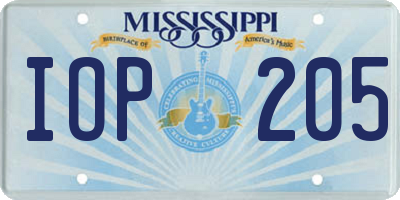 MS license plate IOP205