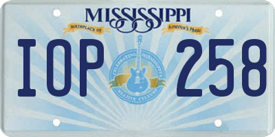 MS license plate IOP258