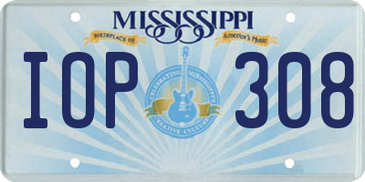 MS license plate IOP308