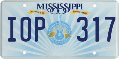 MS license plate IOP317