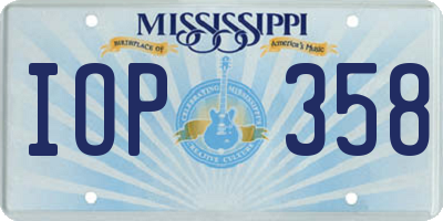 MS license plate IOP358