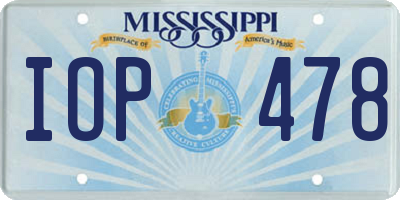 MS license plate IOP478