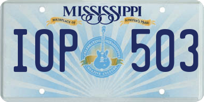 MS license plate IOP503