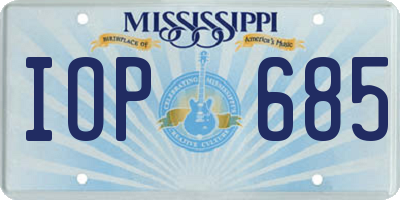 MS license plate IOP685